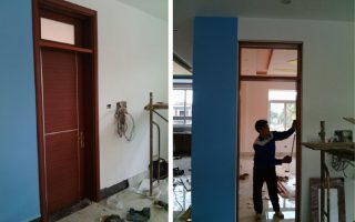 Lắp cửa gỗ nhựa composite cho gia đình chị Lan tại Hà Nội