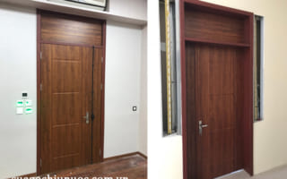 Lắp cửa gỗ công nghiệp tại Hà Nội cho căn hộ tại chung cư Thống Nhất Complex 82 Nguyễn Tuân